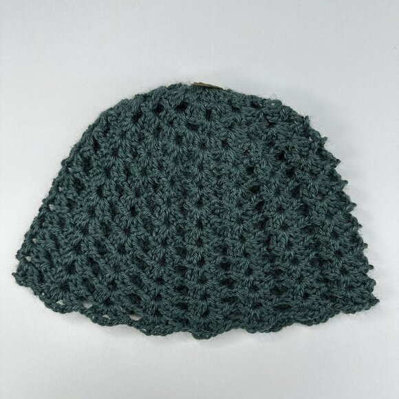 Handmade‎ New Lacy Cloch Lion Brand Re-Spun Recycled Polyester Knit Beanie - M/L - Picture 6 of 10